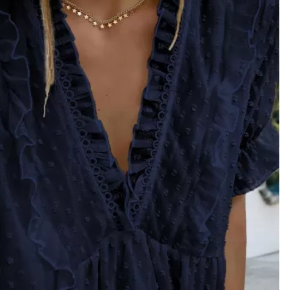 🔥New boutique deep v ruffle dot top - Picture 4 of 11